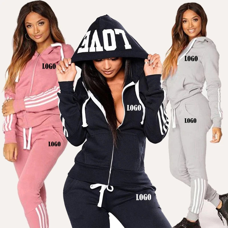 Damen Trainingsanzug Set Mit Kapuze Hoodie Jogginghose Sportbekleidung