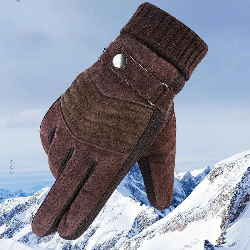 Handschuhe Herren Winter Radfahren Winddicht Warme Leder Touchscreen