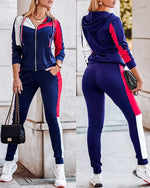 Damen Trainingsanzug Set Hoodie Kapuze Reissverschluss Freizeit Streetwear Frühling