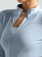 Damen Langärmlige Sportjacke Mit Stehkragen Für Training Und Laufen