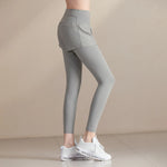 Damen Yoga-Fitnesshose High Waist mit Gesässtasche – Sport-Leggings