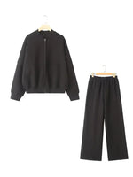 Damen Sweatset Mit Reissverschlussjacke Und Elastischer Taille Frühling Herbst