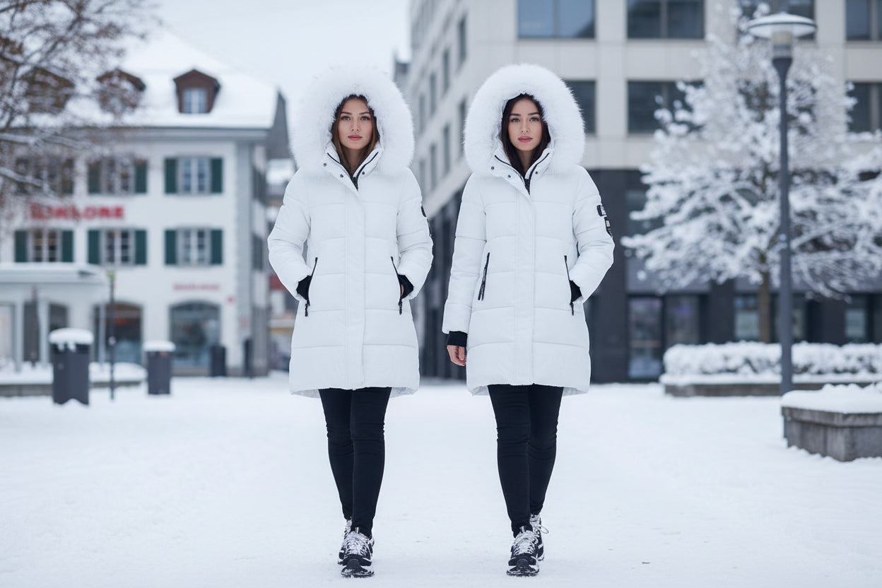 Damen Winter Parka Mit Kapuze Warm Gefüttert Baumwollfüllung