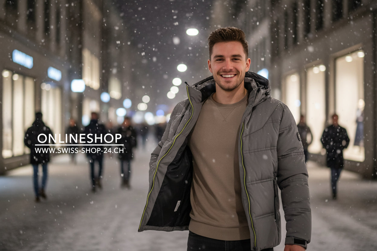 Herren Winterjacke Weisser Entendaunenfüllung Abnehmbare Kapuze Winddicht