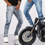 Unisex Motorrad-Jeans mit Reissverschluss und mehreren Taschen