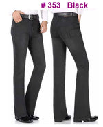 Flare Jeans Herren Mid-Rise Elastisch Denim Hose Schwarz