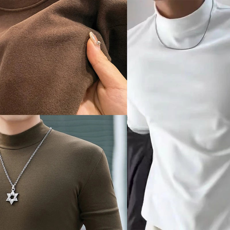 Thermo Top Herren Dünn Slim Fit Langarm Stehkragen Basisschicht