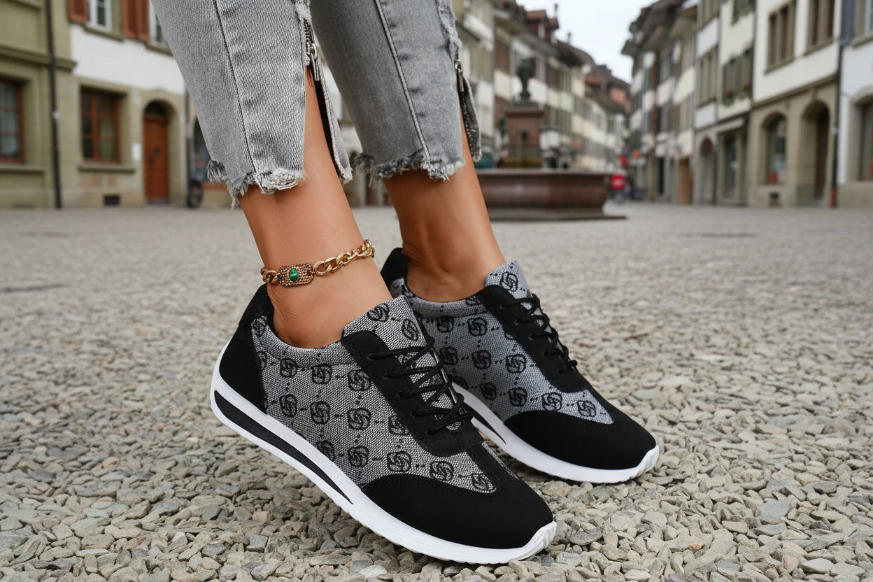 Damen Designer Sneaker Atmungsaktiv Gold Edition Alltag Und Reisen