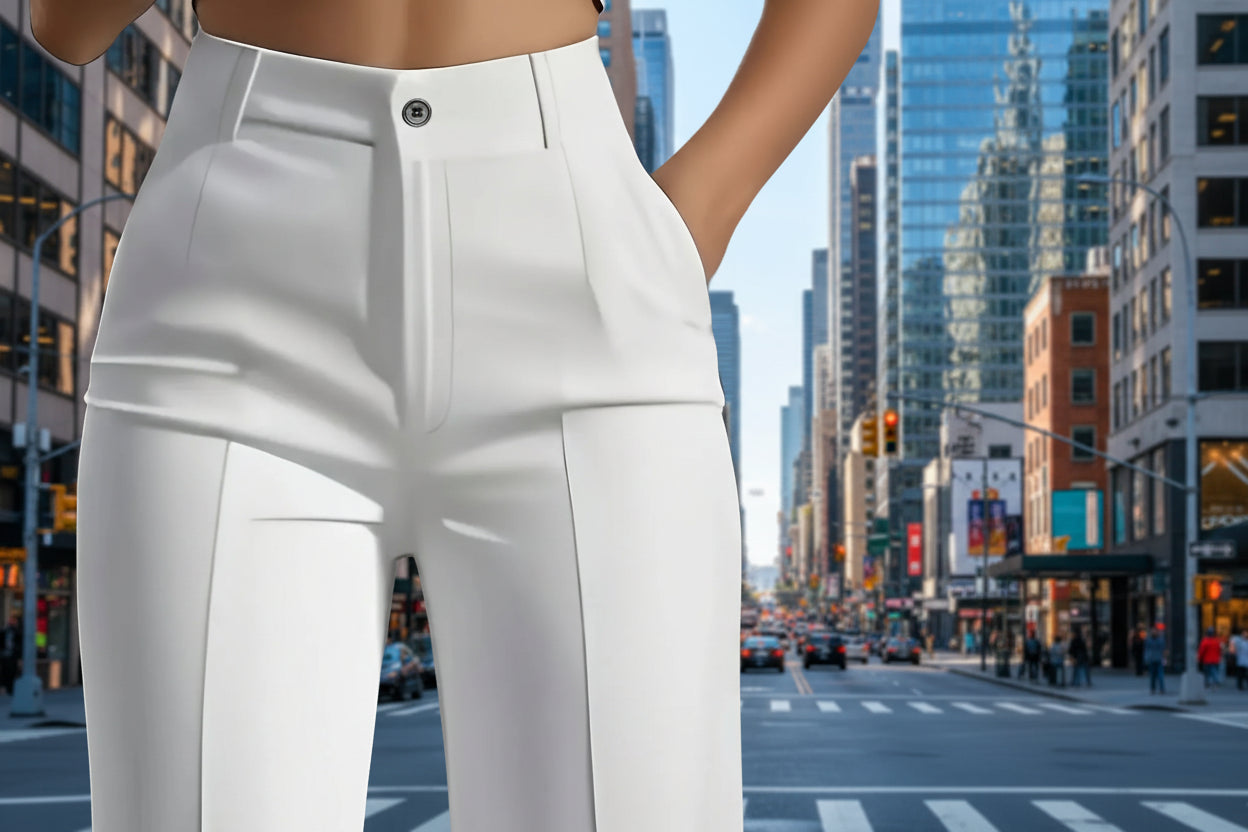 Damen Anzughose Tailliert Gerades Bein Twill Polyester Büro Elegant Pflegeleicht