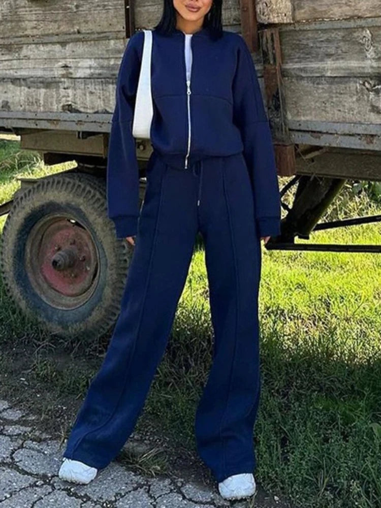 Damen Trainingsanzug Zweiteilig Cardigan Jacke Hose Streetstyle