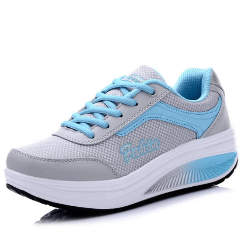 Damen Sneaker Outdoor Netzstoff Leicht Atmungsaktiv Reise Blau
