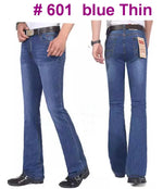 Flare Jeans Herren Mid-Rise Elastisch Denim Hose Schwarz