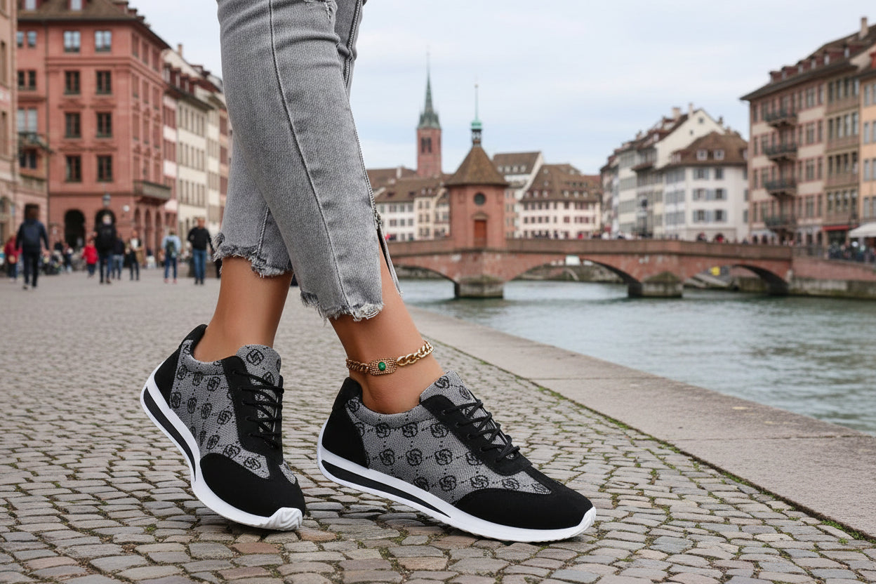 Damen Designer Sneaker Atmungsaktiv Gold Edition Alltag Und Reisen