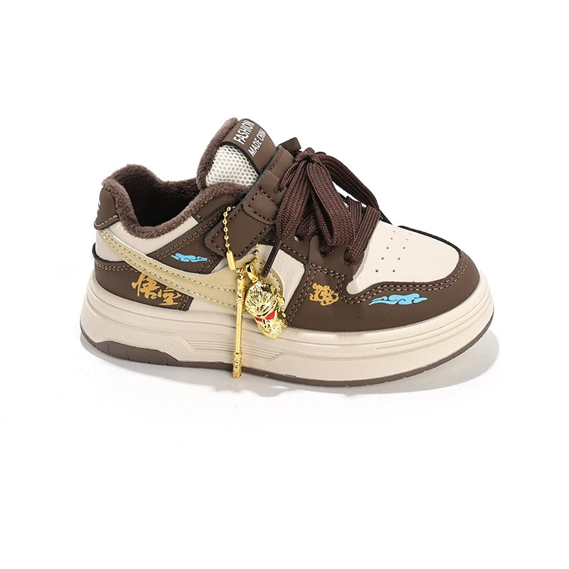 Warme Kinder Winter Sneaker Unisex Aus PU Leder Gefüttert Mit Rutschfester Sohle