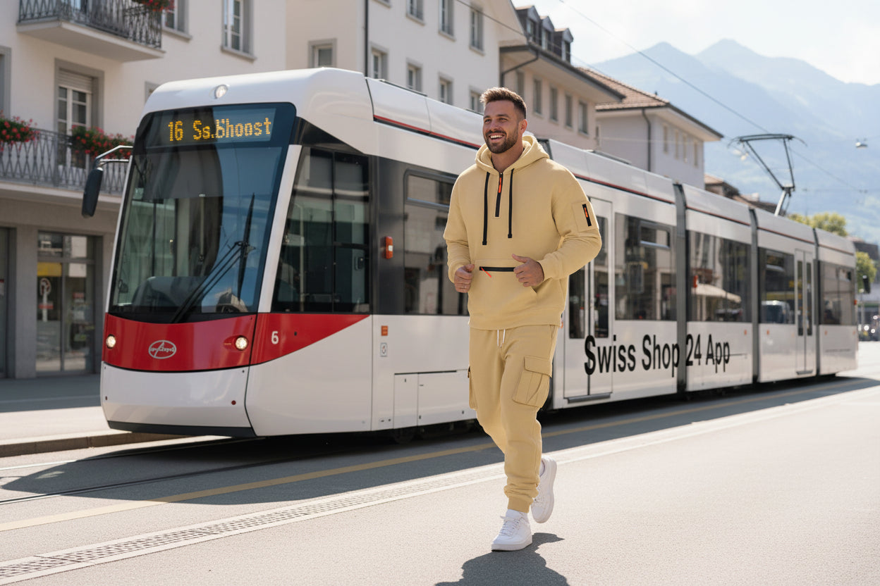 Herren Fleece Sportanzug Mit Reissverschlusspullover Und Mehrfachtaschen