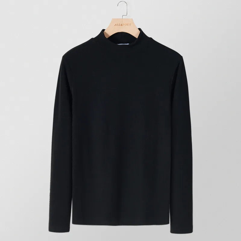 Rollkragen Langarm Einfarbiges Shirt Herren Slim Fit Stilvoll