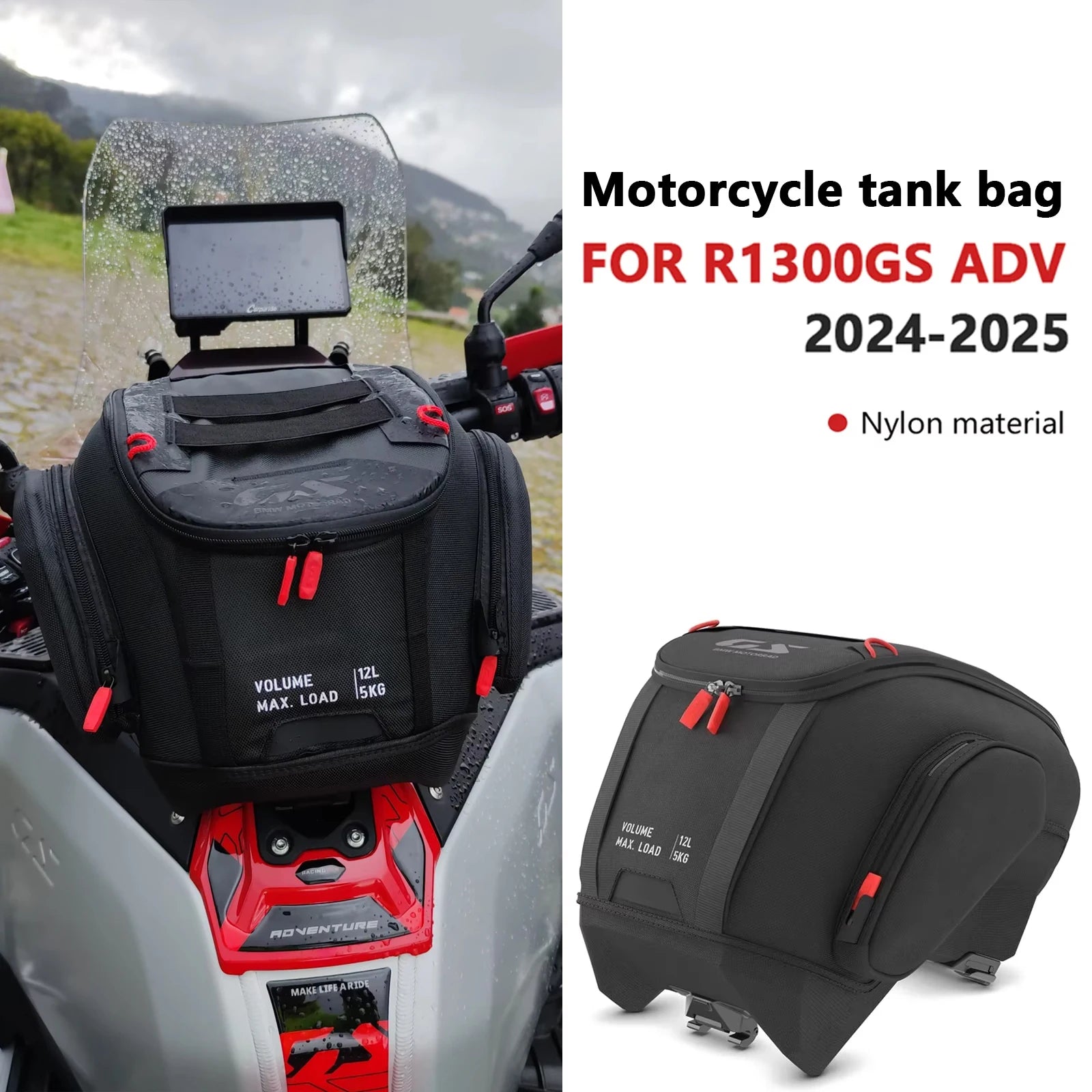 Motorrad Tanktasche 12L Wasserdicht Für R1300GS ADV Schwarz