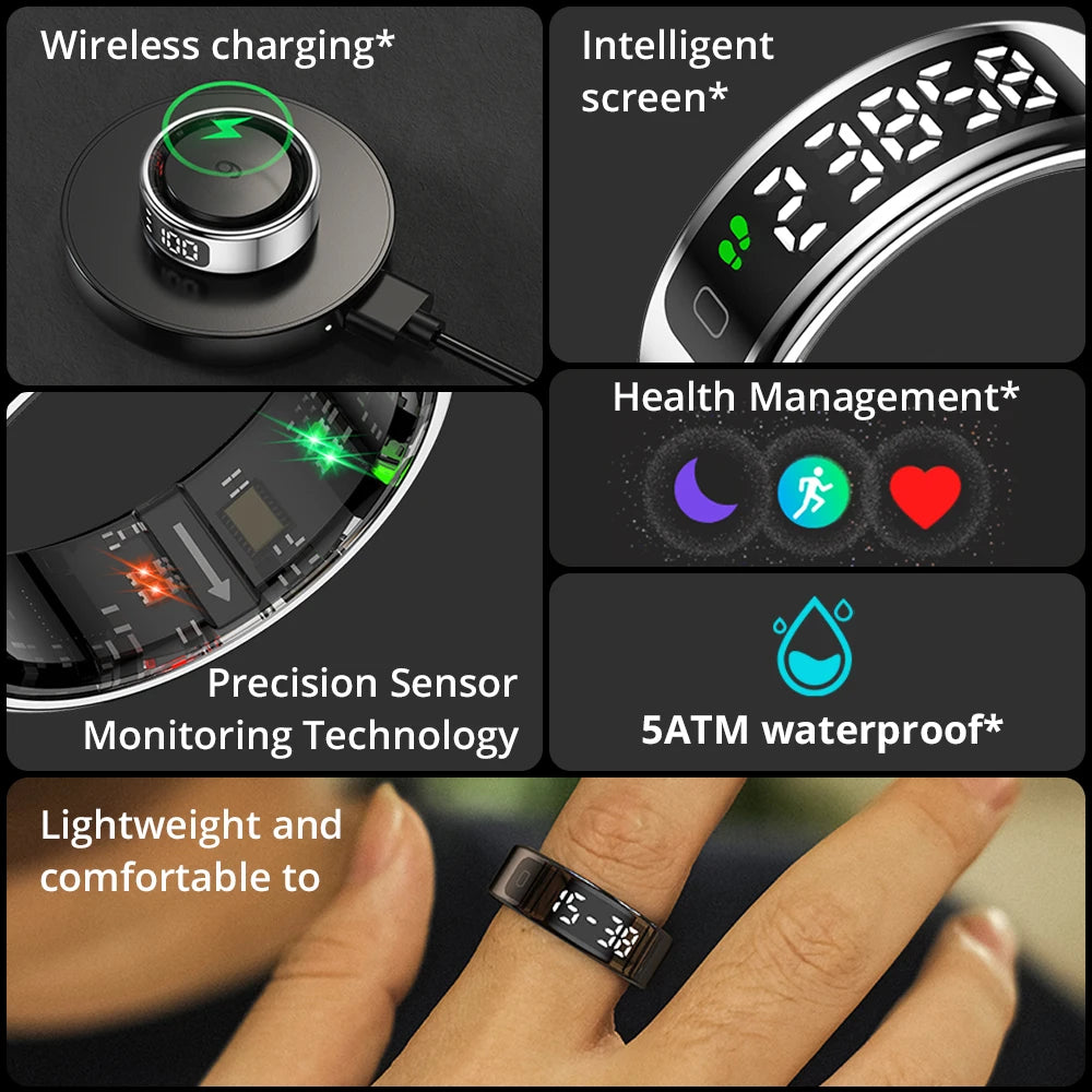 COLMI R12 Smart Ring Unisex Touchscreen Gesundheitsmonitor Kabelloses Laden 5ATM