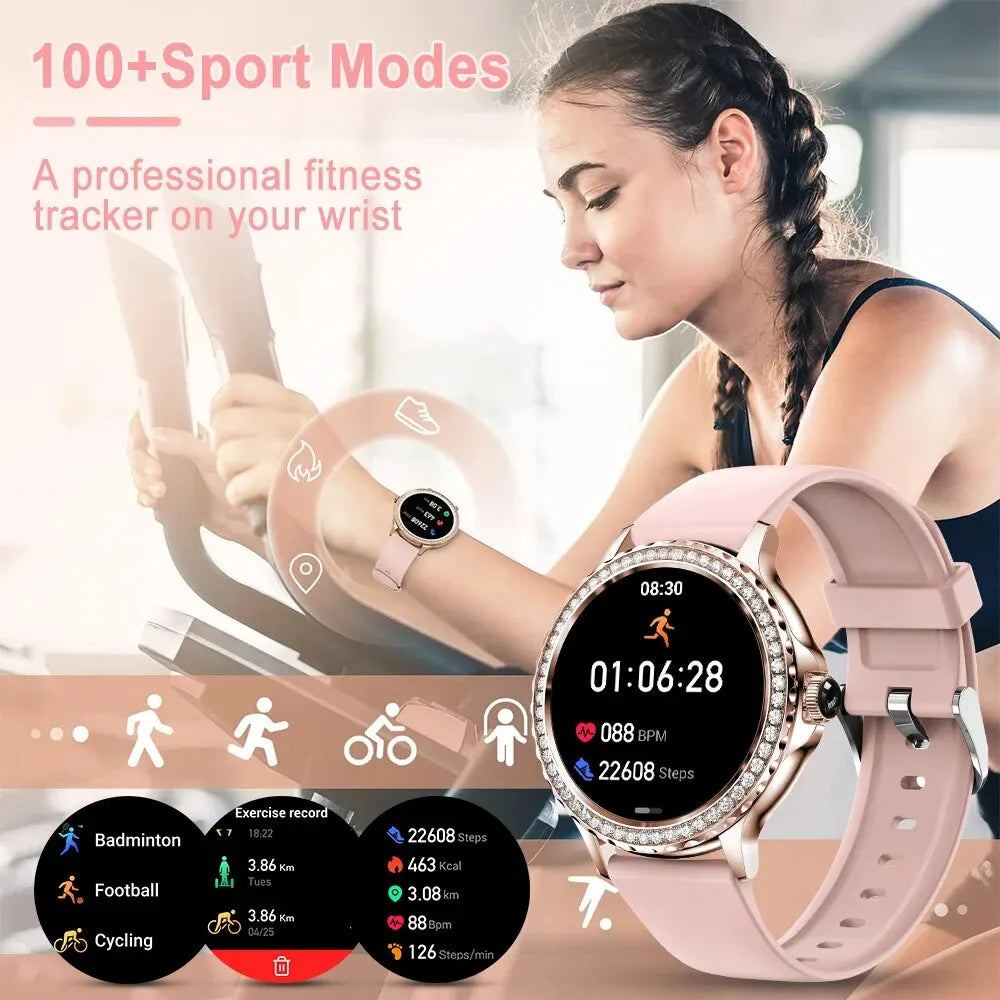 Rose Gold Smartwatch Damen Bluetooth Anruf 100+ Sportmodi Fitness NX19