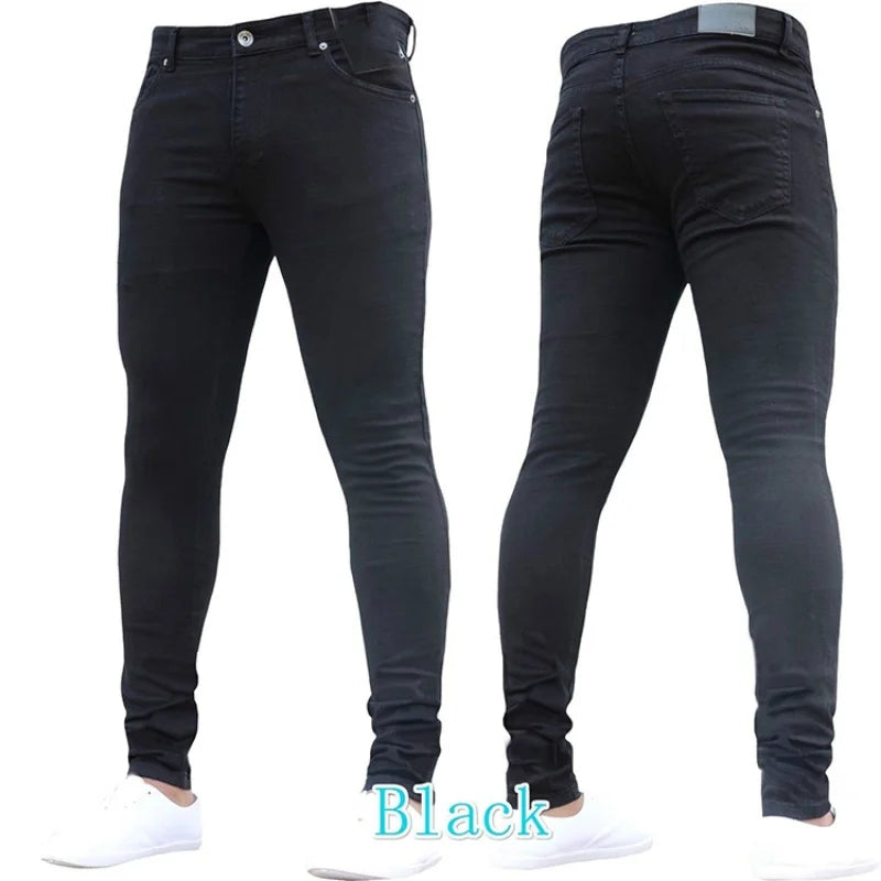 Herren Stretch Jeans Slim Fit Denim Retro Waschdesign Reissverschluss