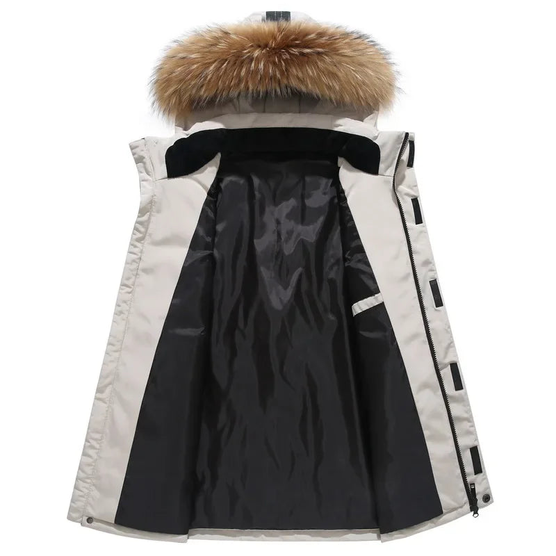 Herren Daunen Winterjacke Mit Abnehmbarer Kapuze Steppjacke