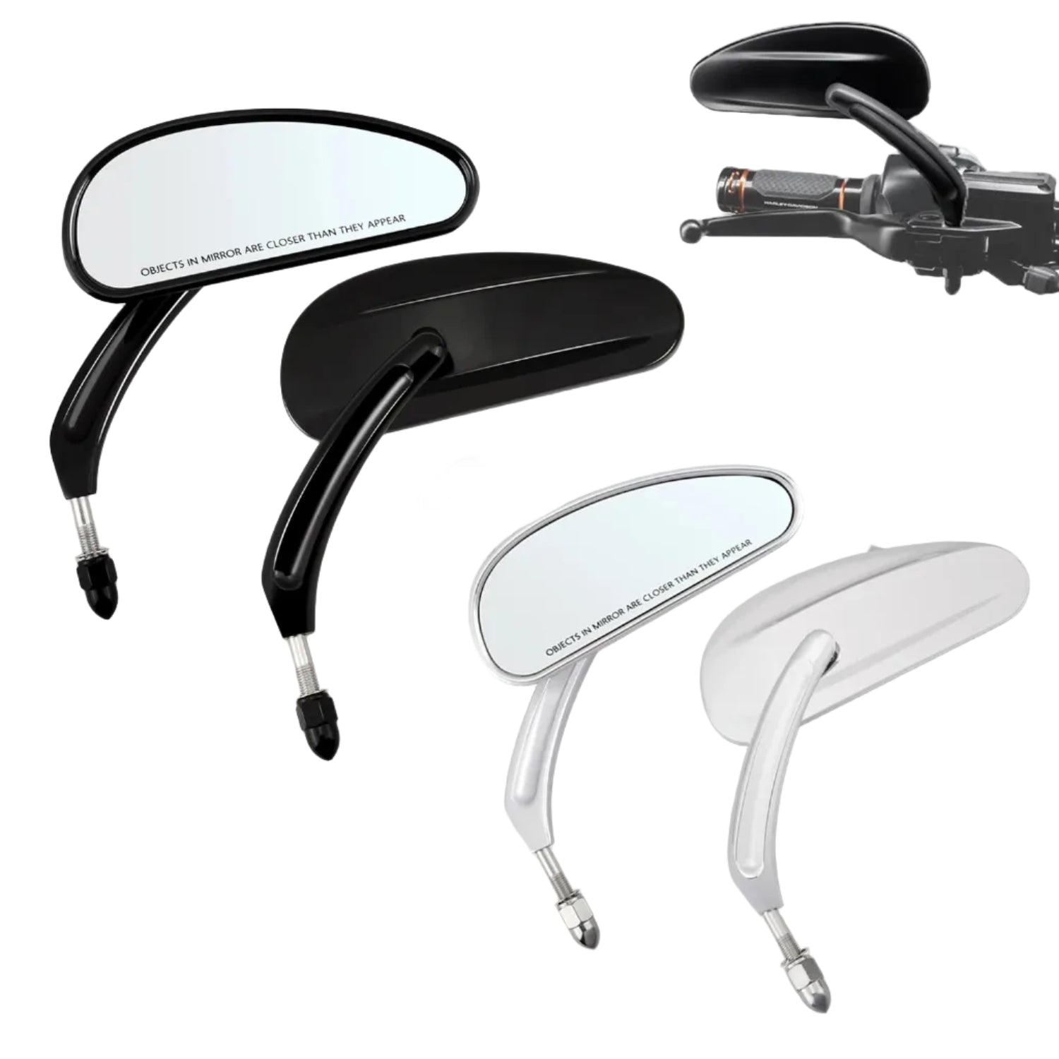 Motorrad-Rückspiegel für Harley – 5/16 Zoll 8mm Schwarz/Chrom