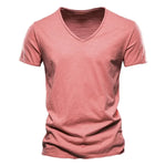 Herren T-Shirt 100% Baumwolle V-Ausschnitt Slim Fit