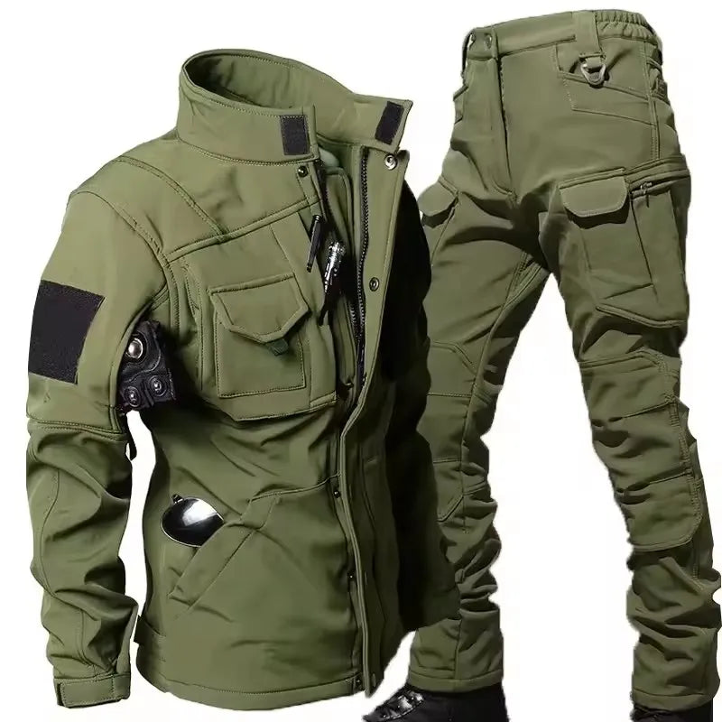 Herren Taktik Set Wasserdicht Haifischhaut Softshell Jacke Cargohose Zweiteilig
