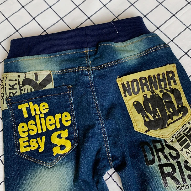 Kinder Jeans Unisex Röhrenjeans Elastischer Bund Weicher Denim Alltag