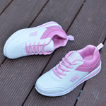 Damen Sneaker Leder Weiss Pink Atmungsaktiv Weiche Sohle Bequem