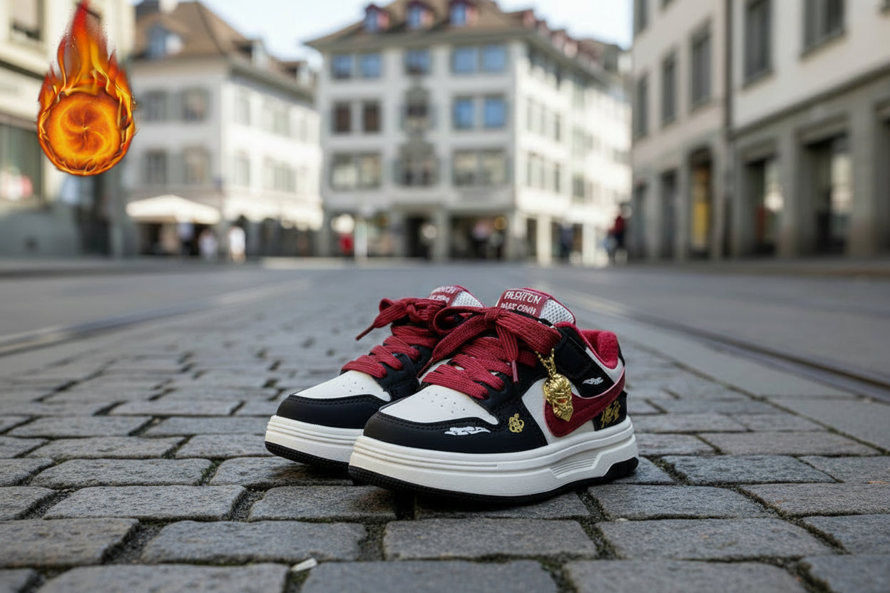Warme Kinder Winter Sneaker Unisex Aus PU Leder Gefüttert Mit Rutschfester Sohle