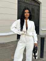 Damen Sweatset Mit Reissverschlussjacke Und Elastischer Taille Frühling Herbst