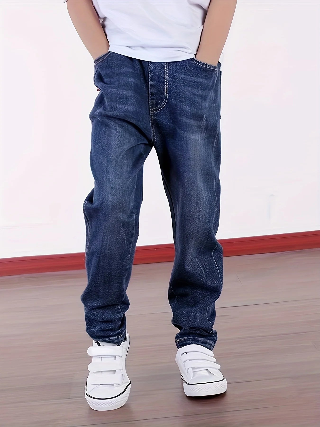 Kinder Jeans Unisex Röhrenjeans Elastischer Bund Weicher Denim Alltag