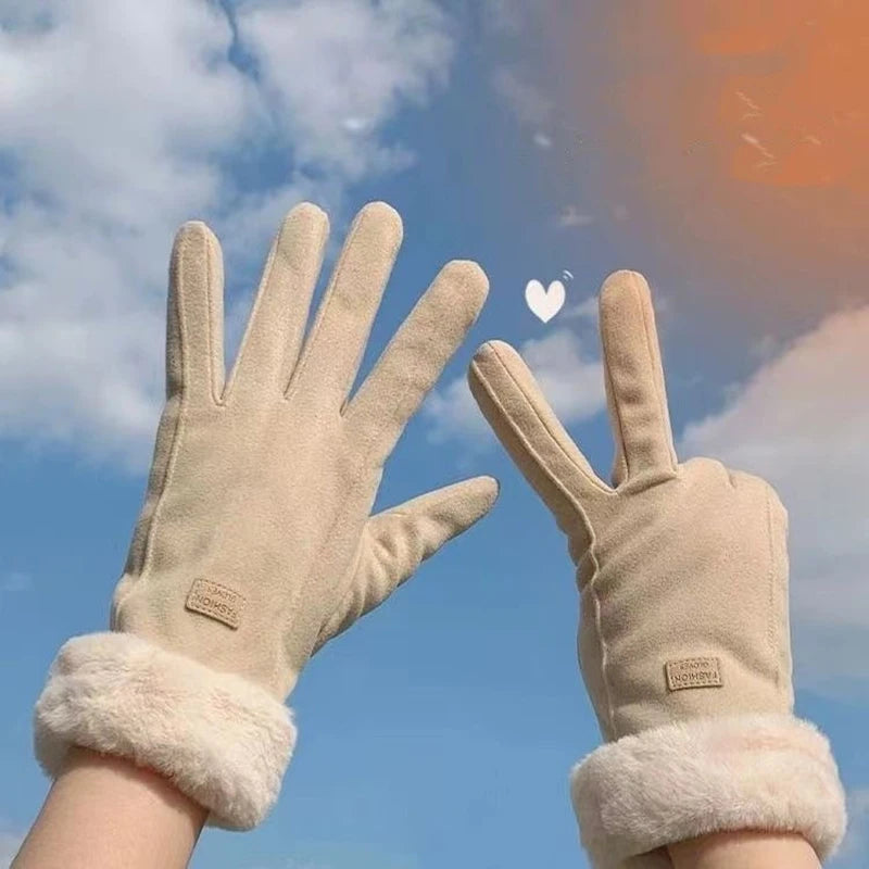 Thermisch Gefütterte Winterfahrradhandschuhe Damen Winddicht Atmungsaktiv