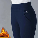 Damen Winter-Hose High Waist Warm Gefüttert Fleece – Casual Hose