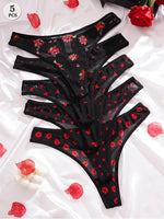 Damen Stringpanty Set 5er Pack Atmungsaktiv Bequem Elegant Unterwäsche