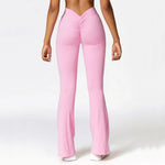 Damen Fitnesshose Bequeme Hoher Taille Mit Ausgestellter Silhouette Für Yoga