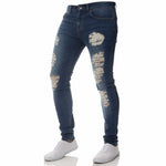 Herren Stretch Jeans Slim Fit Denim Retro Waschdesign Reissverschluss