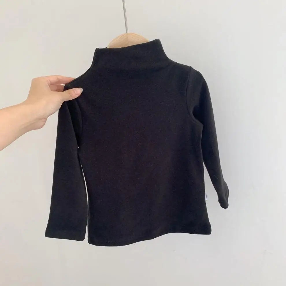 Kinder Unisex Rollkragen Langarmshirt Warmes Fleece Herbst Winter