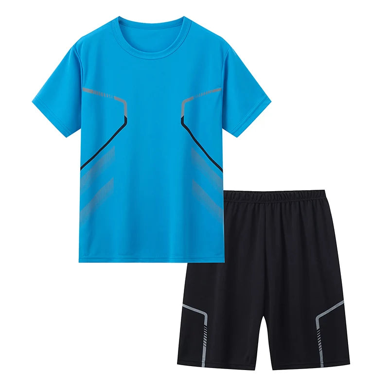 Jungen Sommer LaufSet Kurzarm T Shirt Und Shorts Schnelltrocknend Atmungsaktiv