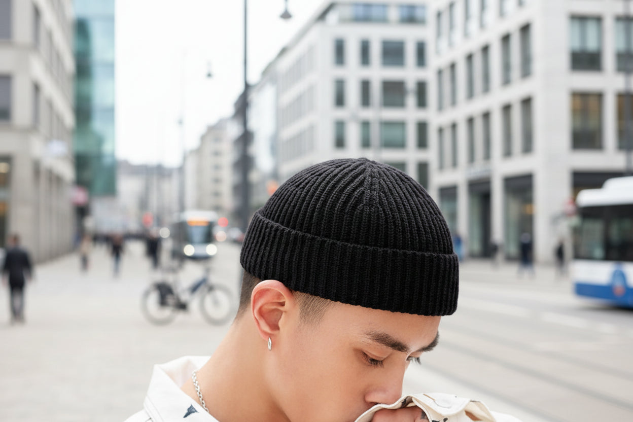 Strickmütze Damen Herren Unisex Warm Baumwolle Acryl Schlichtes Design