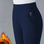 Damen Winter-Hose High Waist Warm Gefüttert Fleece – Casual Hose