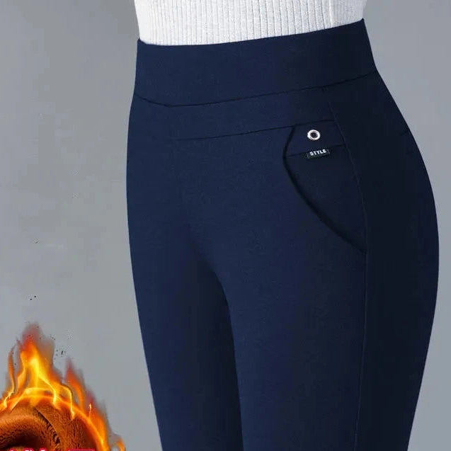 Damen Winter-Hose High Waist Warm Gefüttert Fleece – Casual Hose
