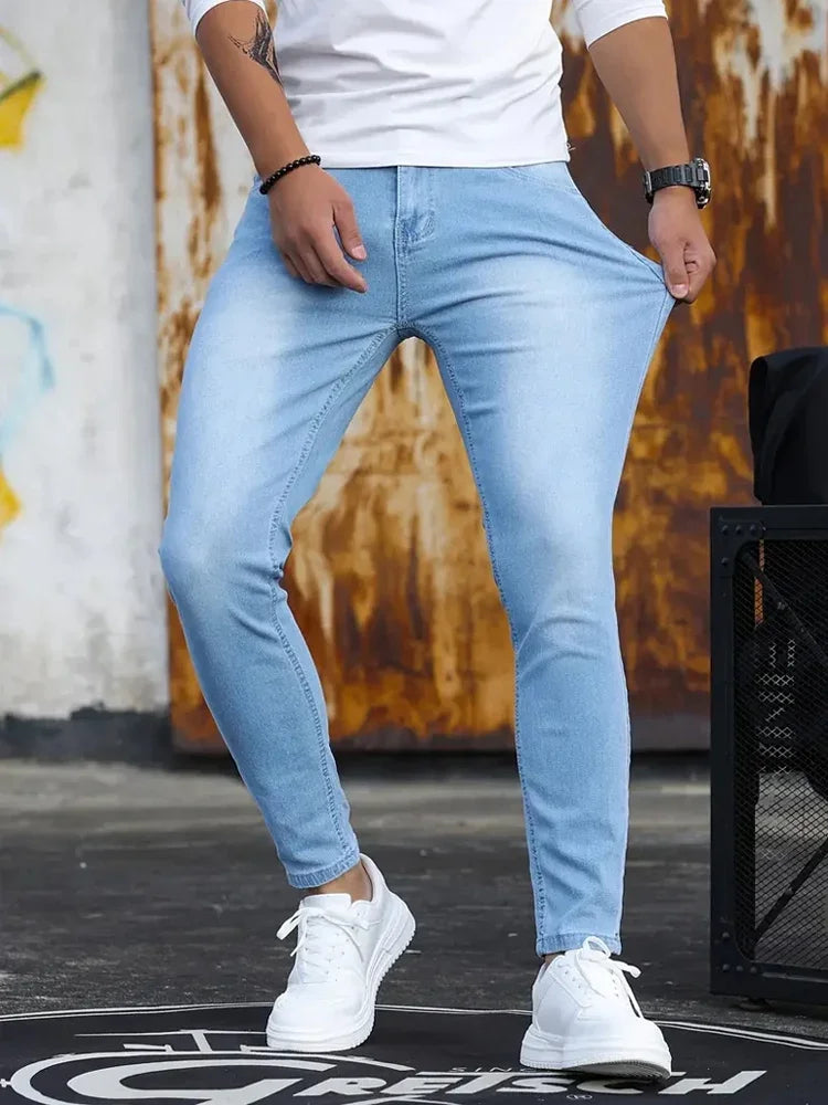 Slim-Fit-Jeans Herren Bequeme Denim Hose Street Style