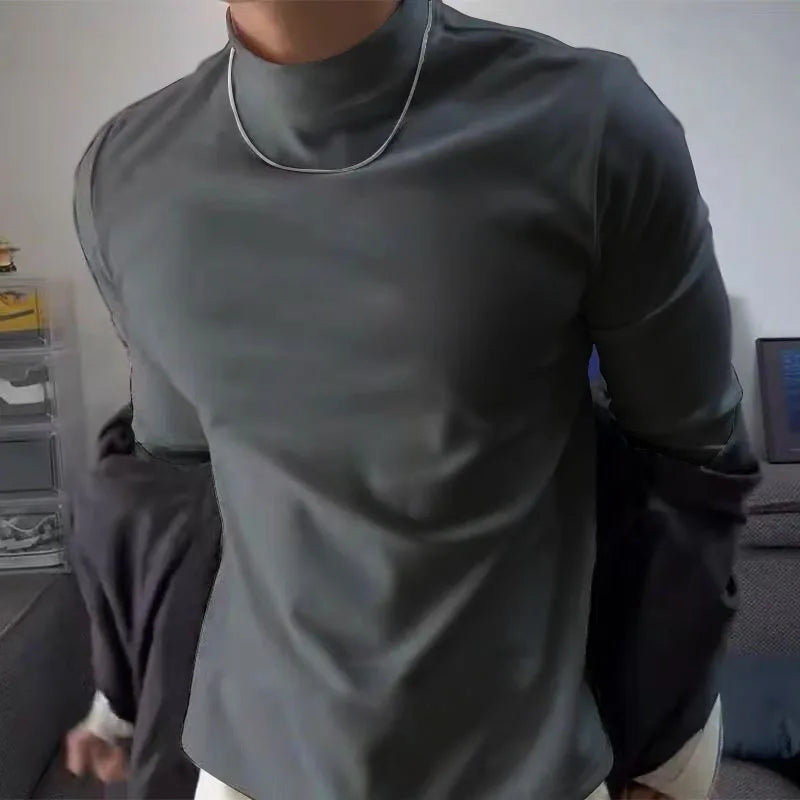 Thermo Top Herren Dünn Slim Fit Langarm Stehkragen Basisschicht