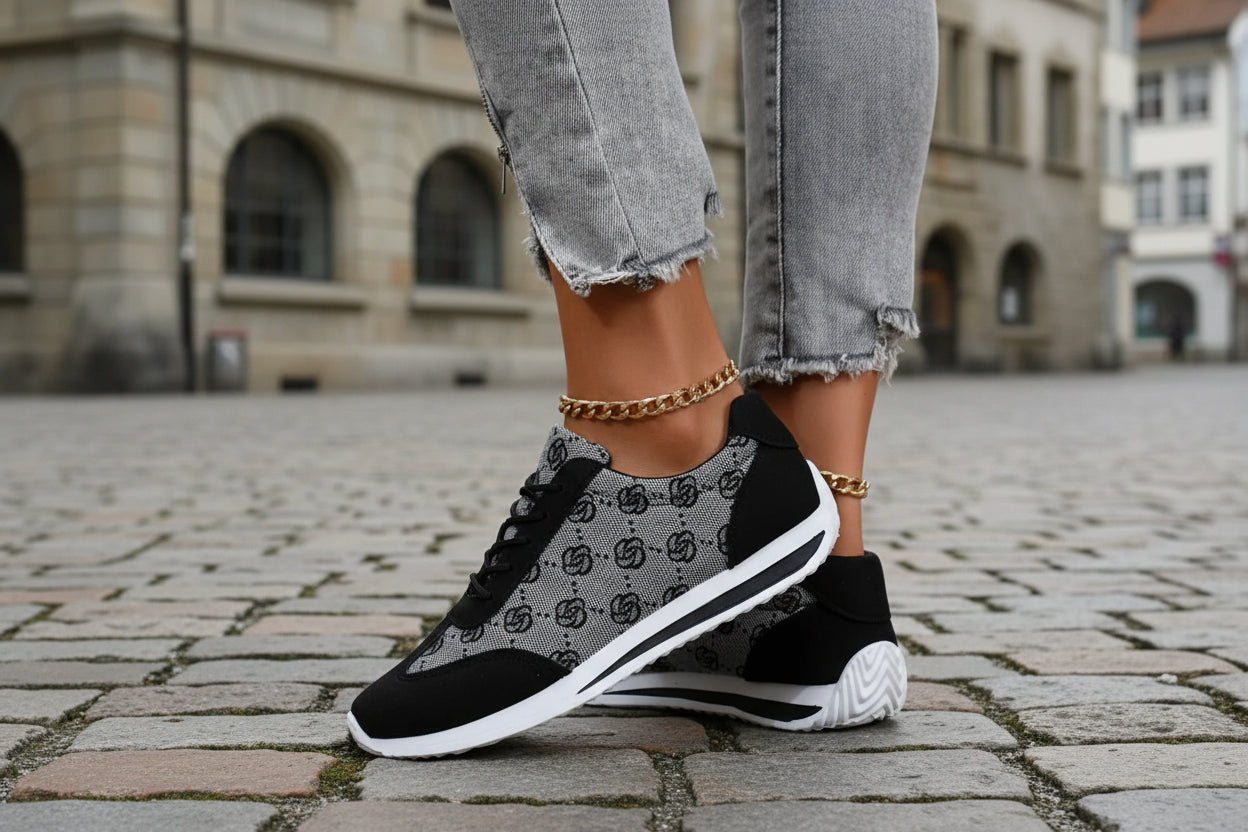 Damen Designer Sneaker Atmungsaktiv Gold Edition Alltag Und Reisen