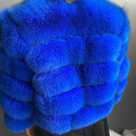 Luxus Wintermantel Damen Echter Fuchspelz Stehkragen Warm