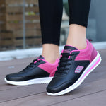 Damen Sneaker Leder Weiss Pink Atmungsaktiv Weiche Sohle Bequem