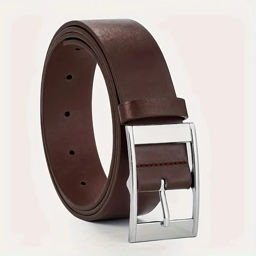 Herren Gürtel Aus PU Leder Mit Metall Pin Schnalle Bequem 3 Zentimeter Breite