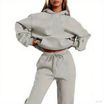 Samt Hoodie Set Unisex Warmes Zweiteiliges Outfit Mit Kapuze